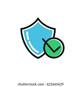 Icon design abstract shield vector template. Illustration design of business protection, check mark