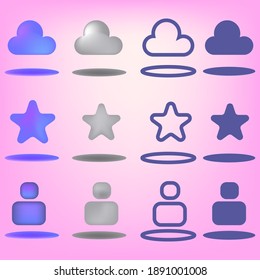 Icon design with alternatif colour and type. Cloud and star icon