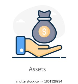 Un diseño de iconos de activos en estilo vectorial de moda 