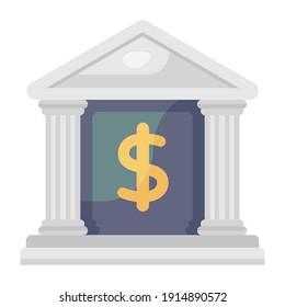 
Icon design of bank building, financial institute in flat style 
