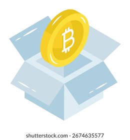 Un diseño de icono de la caja de bitcoin