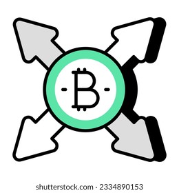 An icon design of bitcoin directions
