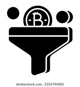 An icon design of bitcoin filtration 