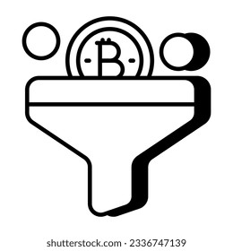 An icon design of bitcoin filtration 