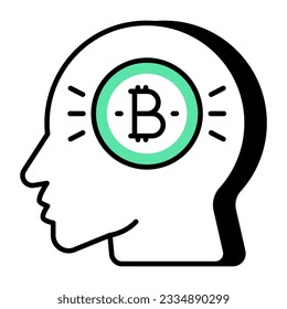 An icon design of bitcoin thinking  