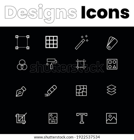 icon design black background line art.