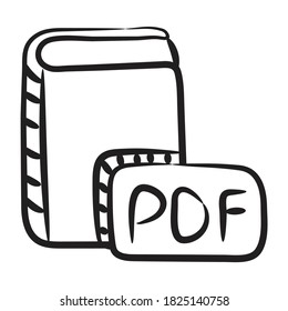 An icon design of book format in doodle vector 