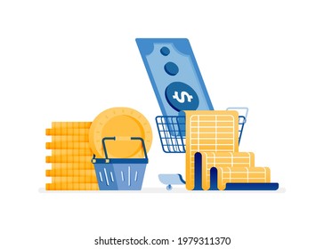 icon design of budgets to save expenses. Pay for groceries and monthly bills. this icon can be used for marketing, ads, promotion, company, corporate