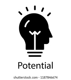 Icon design of bulb and human brain showing potential concept
