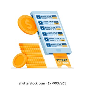 icon design of buy cinema tickets easily using the mobile purchase application. this icon can be used for marketing, ads, promotion, company, corporate