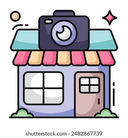 Un diseño de icono de la tienda de cámaras