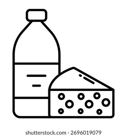 Un diseño de icono de bloque de queso con leche, producto diario 