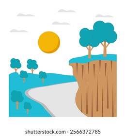 An icon design of cliff landscape