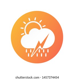 Icon design of climates include sun, cloud, rain, thunderbolt. Vector illustration with gradient style.