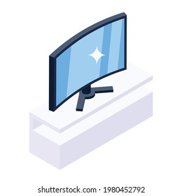 An Icon Design Of Curved Screen, Isometric Style Of Liquid Crystal Display Vector 