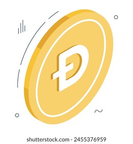 An icon design of dogecoin, editable vector 

