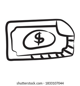 Un diseño de icono del dinero en dólares, vector de línea de doodle editable 