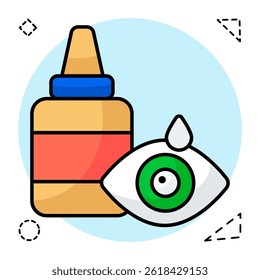 An icon design of dropper bottle with eyeball, eye drops