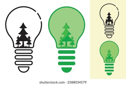 Icon design with ecology and environment concept, energy symbol and world lung, eco-friendly, Vector illustration, eps 10, editable.