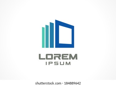 Icon design element. Abstract logo idea for business company. Construction, house, frame, windows, technology, internet concept.  Pictogram for corporate identity template. Stock Illustration (Vector)