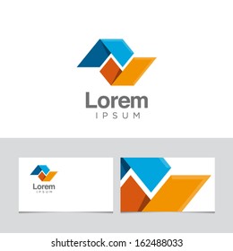 Icon design element with business card template 