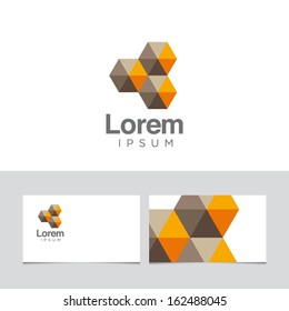 Icon design element with business card template 