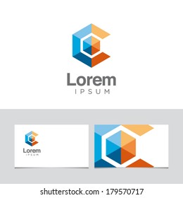 Icon design element with business card template 