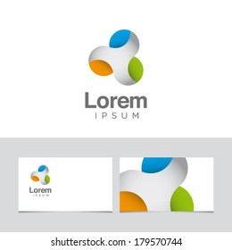 Icon design element with business card template 