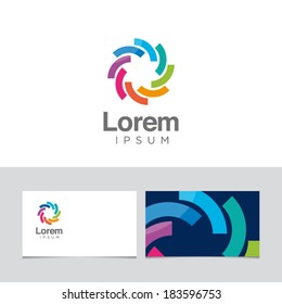 Icon design element with business card template 