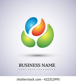 Icon design element with business card template. Beauty and elegant identity ornament. Natural gas business company modern trendy fresh energy abstract symbol design.