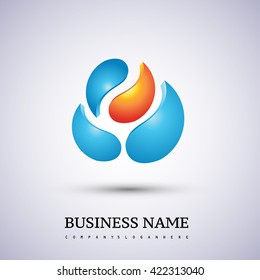 Icon design element with business card template. Beauty and elegant identity ornament. Natural gas business company modern trendy fresh energy abstract symbol design.