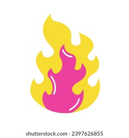 Icon design element fire, symbol, color style, flat line. Vector illustration with isolated background