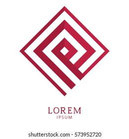 Icon design element. Graphic red vector logo on a white background
