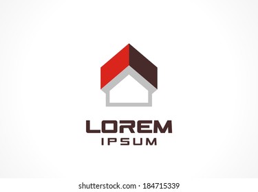 Icon design element. Logo for business company. Construction, house, up arrow, building, technology concepts.  Pictogram for corporate identity template. Stock Illustration (Vector)