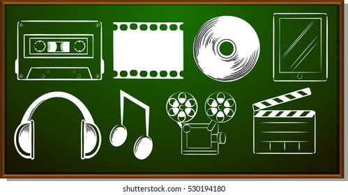 Icon design with entertainment objects illustration