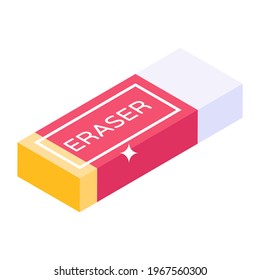 An icon design of eraser, vector in trendy editable style 
