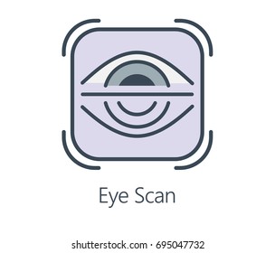 Icon design eye scan in flat line style. Symbol about health check and medical concept.
