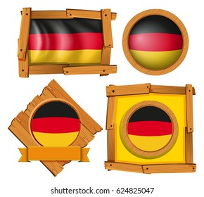 Diseño de iconos para la bandera de Alemania en diferentes ilustraciones de marcos