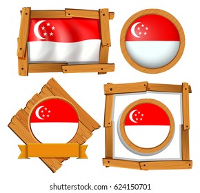 Icon design for flag of Singapore illustration