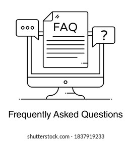 An icon design of frequently ask question in line style 