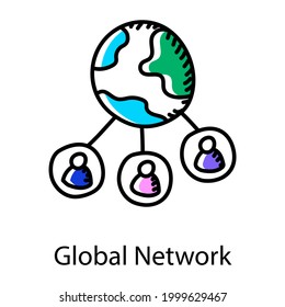 An icon design of global network, globe with users