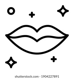 Ein Icon-Design von glänzenden Lippen, bearbeitbarer Vektorgrafik