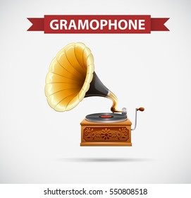 Icon design with gramophone illustration