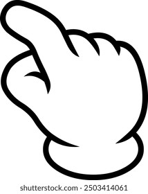 Icon design of a hand doing tap. Black and white drawing. Clip art of a hand. Outlines. Cartoon style.
