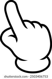 Icon design of a hand with the index finger pointing up. Black and white drawing. Clip Art. Outline.