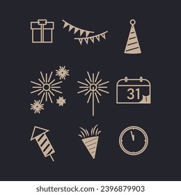 icon design happy new year celebration vector flat design eps 10