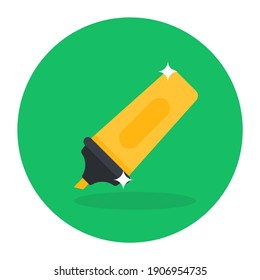 
An icon design of highlighter in trendy flat style, stationery item 