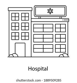 
Un diseño de icono de construcción de hospitales, vector de línea de tratamiento de enfermedades lugar 