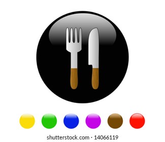 Icon with design of knife and fork.