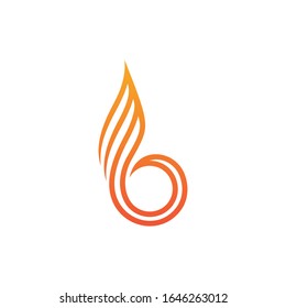 Letra con logotipo de diseño de icono B con ilustración de vectores de incendio.